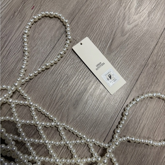 Urban Outfitters Cream Pearl Embellished Crop Top - Picture 4 of 4